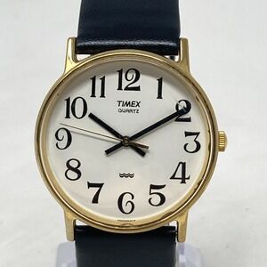 Vintage Timex Easy Reader Watch Men 33mm Gold Tone Retro New Battery 8.25" 1992